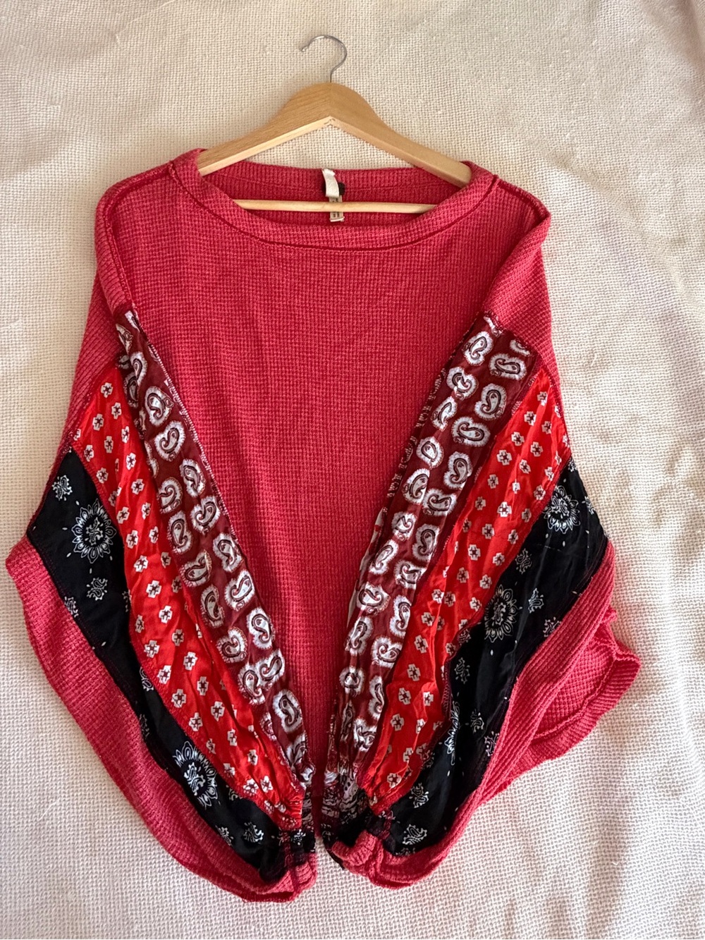 Free People Blossom Thermal Top Paisley Sleeve